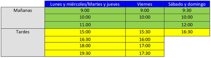 HORARIOS